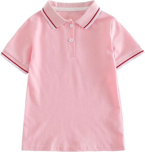 Boys Girls School Uniform Polo Shirts Casual Short Sleeve Tops 2-17Y | Classic Contrast Trim Collar, Comfortable Breathable T Shirt for Toddler Teens, Back to School & Daily Wear in Kuwait