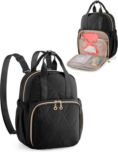 Fasrom Small Diaper Bag Backpack, Mini Diaper Purse Crossbody Bag for Women | Insulated Bottle Pockets, Compact Design for Baby Essentials, Lightweight Carry for Daily Use and Travel, Black in Kuwait