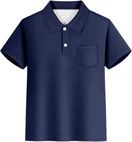 Boys Polo Shirt with Pocket Short Sleeve School Uniform for Kids | Solid Color Casual Collared T Shirts Comfortable Back to School Clothes for Daily Wear, Sports, Outdoor Activities 3-14 Years in Kuwait