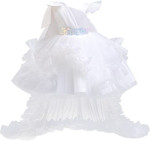 IBTOM CASTLE Baby Girl Pageant Dress Asymmetric Sequin Tulle Princess Flower Girl Dress for Wedding Birthday Party Prom in Kuwait
