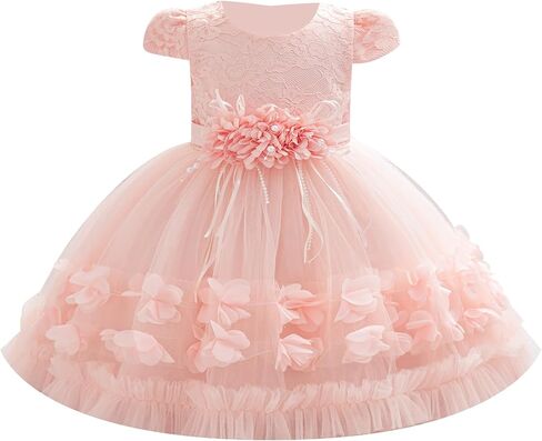 IDOPIP Toddler Girl Flower Girl Dress Lace Tulle Tutu Ball Gown for Wedding Birthday Baptism Photoshoot 1-5 Years in Kuwait
