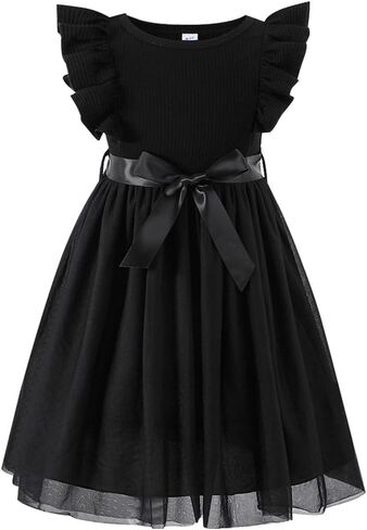 Magic Park 3-8Y Toddler Ruffle Dress Girl Ribbed Knit Tulle Dress in Kuwait