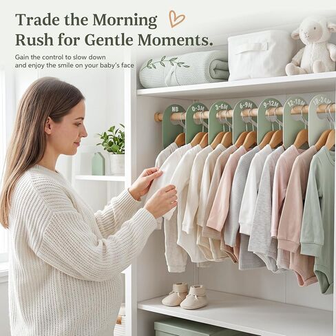 Baby Clothes Dividers for Closet - Baby Size Dividers Set for Nursery Closet Organizer, 7 Pcs Sage Green Boy Girl Clothes Hanger Organizer from Newborn to 24 Months for Infant Nursery Room Decor in Kuwait