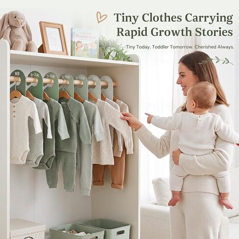 Baby Clothes Dividers for Closet - Baby Size Dividers Set for Nursery Closet Organizer, 7 Pcs Sage Green Boy Girl Clothes Hanger Organizer from Newborn to 24 Months for Infant Nursery Room Decor in Kuwait
