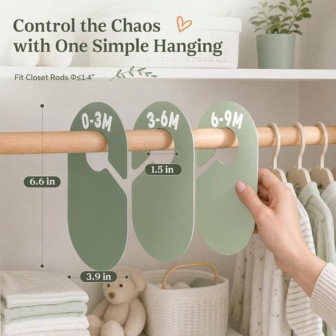 Baby Clothes Dividers for Closet - Baby Size Dividers Set for Nursery Closet Organizer, 7 Pcs Sage Green Boy Girl Clothes Hanger Organizer from Newborn to 24 Months for Infant Nursery Room Decor in Kuwait