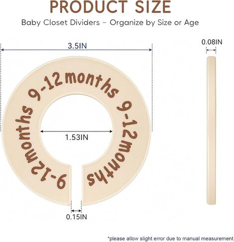 12 Pcs Baby Closet Dividers for Clothes, Round Baby Clothes Organizer Set with 4 Blank Dividers, Baby Closet Organizer with Clear Size Labels, Fits Most Rods in Kuwait