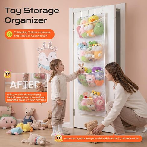Ruiot Stuffed Animal Storage Over the Door Organizer | Original Design, 4 Components, Adjustable in Kuwait
