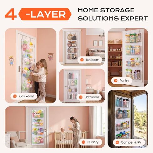Ruiot Stuffed Animal Storage Over the Door Organizer | Original Design, 4 Components, Adjustable in Kuwait