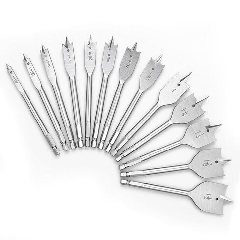 RENYU 13PCS Spade Bit Set for Wood,Hex Shank 3-Point Wood Flat Drill Bit Set - High Carbon Steel, Precise Positioning, Effortless Cutting, for Fast Wood Drilling in Kuwait