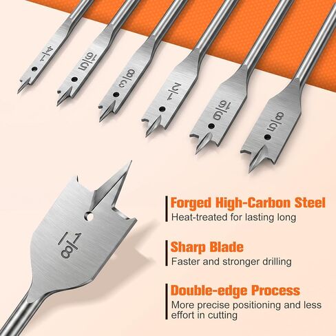 RENYU 13PCS Spade Bit Set for Wood,Hex Shank 3-Point Wood Flat Drill Bit Set - High Carbon Steel, Precise Positioning, Effortless Cutting, for Fast Wood Drilling in Kuwait