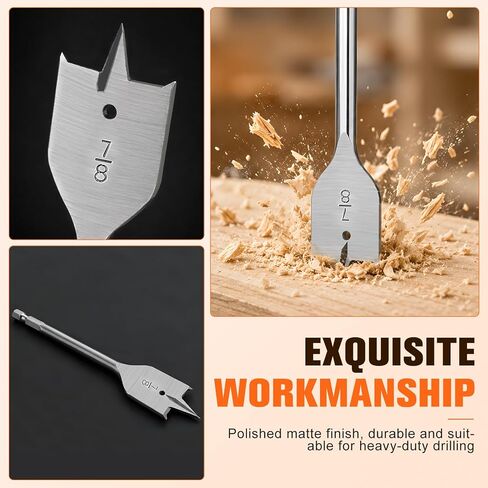 RENYU 13PCS Spade Bit Set for Wood,Hex Shank 3-Point Wood Flat Drill Bit Set - High Carbon Steel, Precise Positioning, Effortless Cutting, for Fast Wood Drilling in Kuwait