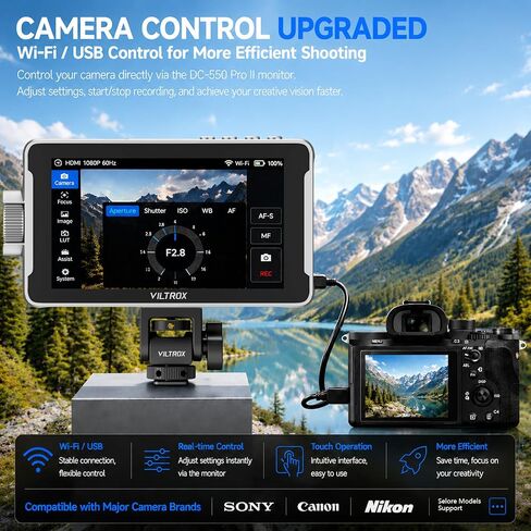VILTROX DC-550 PRO II 5.5" Touch Screen Camera Field Monitor, 1400 Nits 4K@60 HDMI 2.0 with Camera Control, Vertical UI for TikTok, Onion Skin for Stop Motion, 3D LUT& Waveform DSLR Monitor in Kuwait