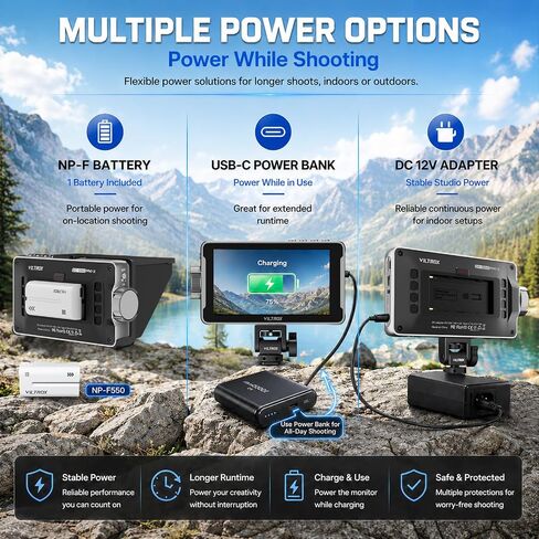 VILTROX DC-550 PRO II 5.5" Touch Screen Camera Field Monitor, 1400 Nits 4K@60 HDMI 2.0 with Camera Control, Vertical UI for TikTok, Onion Skin for Stop Motion, 3D LUT& Waveform DSLR Monitor in Kuwait