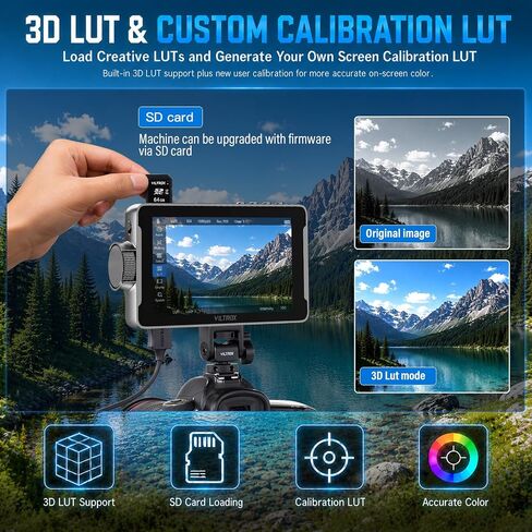 VILTROX DC-550 PRO II 5.5" Touch Screen Camera Field Monitor, 1400 Nits 4K@60 HDMI 2.0 with Camera Control, Vertical UI for TikTok, Onion Skin for Stop Motion, 3D LUT& Waveform DSLR Monitor in Kuwait