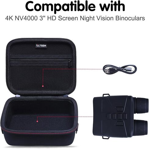 L LTGEM Case Compatible with 4K NV4000 3'' HD Screen Night Vision Binoculars Goggles, Hard Shell Travel Carrying Storage Bag - Black(Case Only) in Kuwait
