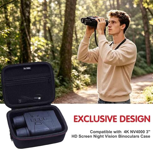 L LTGEM Case Compatible with 4K NV4000 3'' HD Screen Night Vision Binoculars Goggles, Hard Shell Travel Carrying Storage Bag - Black(Case Only) in Kuwait