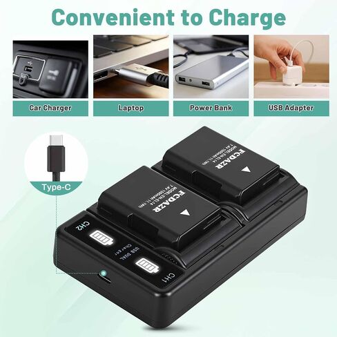EN-EL14 EN-EL14a Battery (2-Pack) and Dual LED Charger Compatible with Nikon D3100 D3200 D3300 D3400 D3500 D5100 D5200 D5300 D5500 D5600 DF Coolpix P7000 P7100 P7700 P7800 Cameras in Kuwait