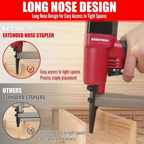 KEENTECH Pneumatic Upholstery Staple Gun with Extended Nose, Fits 22GA 3/8" Crown Staples, 1/4" to 5/8" Length in Kuwait