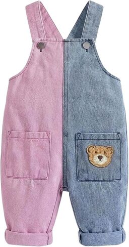 Baby Denim Overalls Toddler Infant Baby Boy Girl Summer Clothes Denim Blue Pink Patchwork Overalls Jean Outfit Fashion in Kuwait