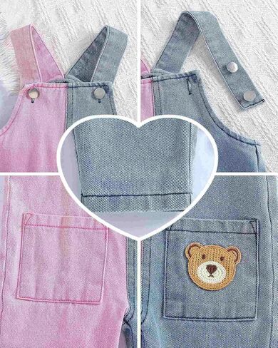 Baby Denim Overalls Toddler Infant Baby Boy Girl Summer Clothes Denim Blue Pink Patchwork Overalls Jean Outfit Fashion in Kuwait
