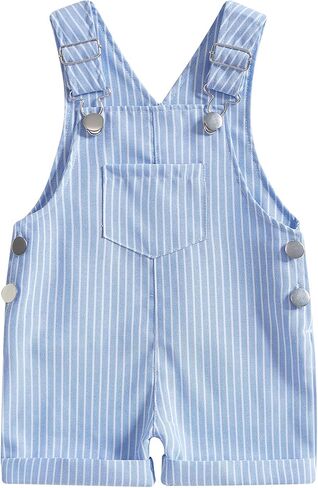 Toddler Boy Girl Romper Overall Shorts Jumpsuit Stripe Suspender Pants with Pockets Infant Baby Summer Clothes in Kuwait