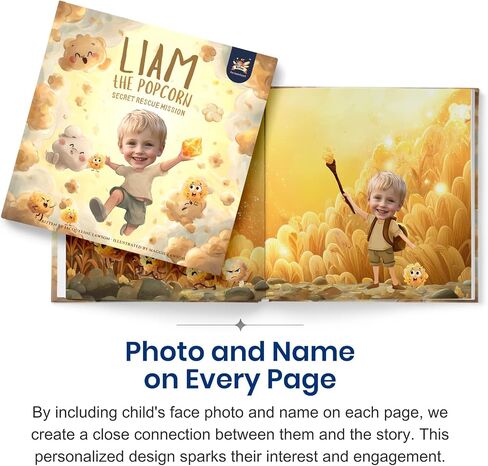 ELFINK Personalized Children Story Books - Popcorn Kingdom Adventures - Customized Name & Photo - Baby Gifts - Children Bedtime Story (Soft Cover) in Kuwait