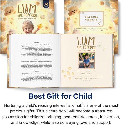 ELFINK Personalized Children Story Books - Popcorn Kingdom Adventures - Customized Name & Photo - Baby Gifts - Children Bedtime Story (Soft Cover) in Kuwait