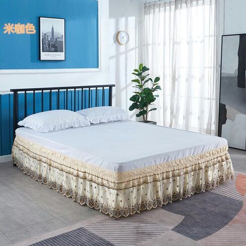 100-220 * 200CM Gold Mesh Lace Bed Valance Elasticated Divan Skirt Double Double Bed Skirt Single Bed Valance Skirt in Kuwait
