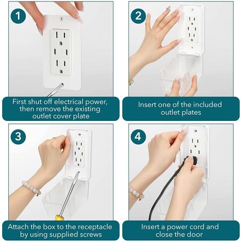 Bates- Baby Safety Outlet Cover Box, Transparent Door, Baby Proof Outlet Covers, Plug Covers for Electrical Outlets in Kuwait