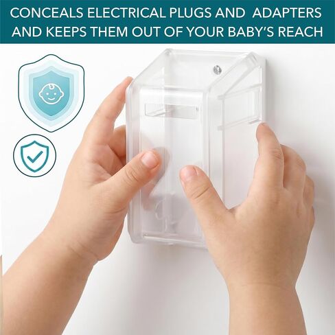 Bates- Baby Safety Outlet Cover Box, Transparent Door, Baby Proof Outlet Covers, Plug Covers for Electrical Outlets in Kuwait