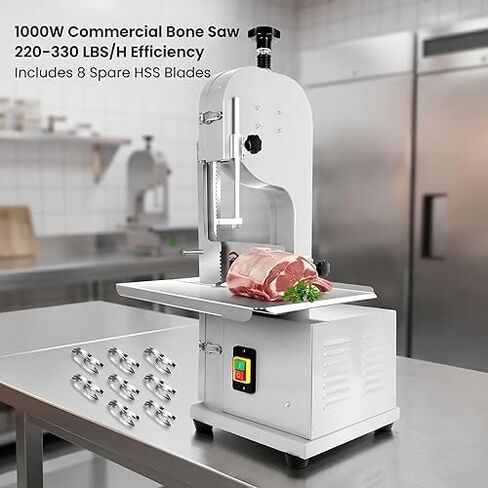 1000W Commercial Bone Saw Machine, Electric Meat Band Saw, Frozen Meat Bone Cutter with 9 Blades, for Butcher Shop, Restaurant, Home Kitchen in Kuwait