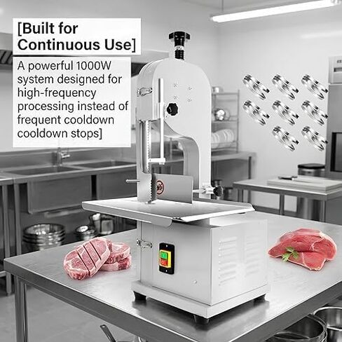 1000W Commercial Bone Saw Machine, Electric Meat Band Saw, Frozen Meat Bone Cutter with 9 Blades, for Butcher Shop, Restaurant, Home Kitchen in Kuwait