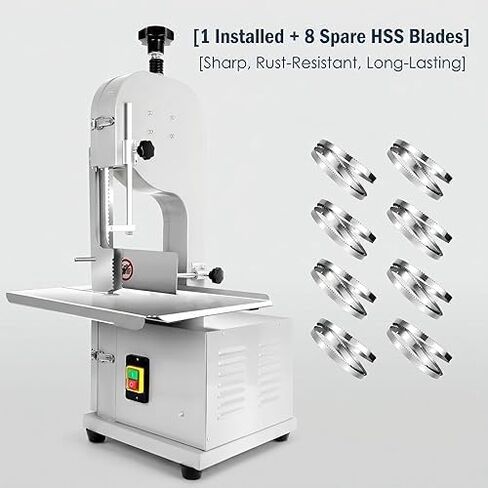 1000W Commercial Bone Saw Machine, Electric Meat Band Saw, Frozen Meat Bone Cutter with 9 Blades, for Butcher Shop, Restaurant, Home Kitchen in Kuwait