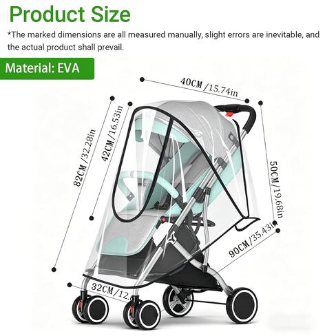 Clear Stroller Rain Cover, EVA,Universal Fit Breathable Weather Shield Easy to Install Windproof Waterproof, for Rain Snow Sun in Kuwait