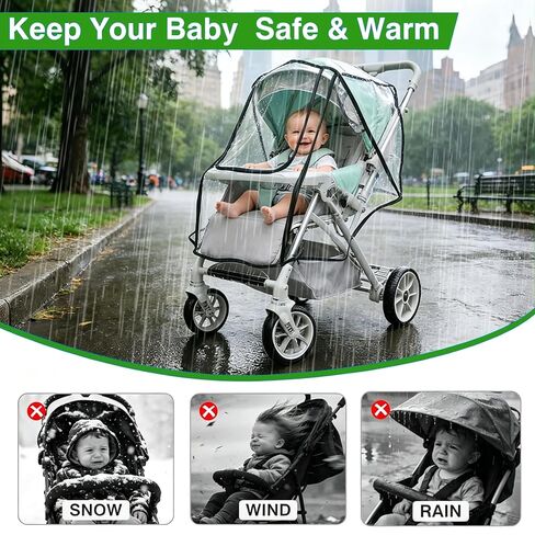 Clear Stroller Rain Cover, EVA,Universal Fit Breathable Weather Shield Easy to Install Windproof Waterproof, for Rain Snow Sun in Kuwait