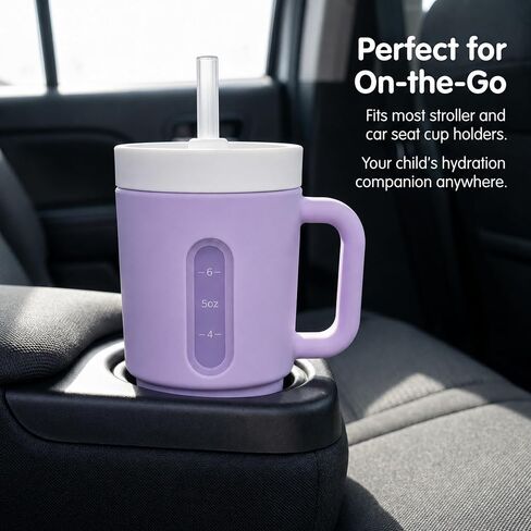 DeeCoo® My 1st Tumbler, 7oz Silicone Sippy Cup with Straw & Handle, 2-Pack BPA-Free Spill-Resistant Baby Cup for Toddlers, Easy-Clean Transition Cup for Home & Travel, Kids Cups (Pink & Purple) in Kuwait