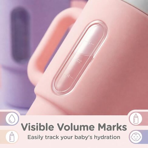 DeeCoo® My 1st Tumbler, 7oz Silicone Sippy Cup with Straw & Handle, 2-Pack BPA-Free Spill-Resistant Baby Cup for Toddlers, Easy-Clean Transition Cup for Home & Travel, Kids Cups (Pink & Purple) in Kuwait