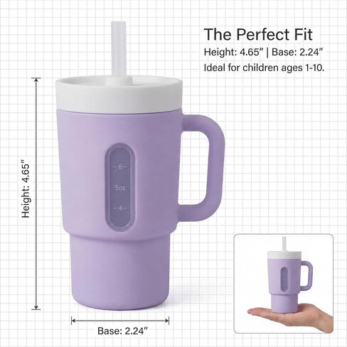 DeeCoo® My 1st Tumbler, 7oz Silicone Sippy Cup with Straw & Handle, 2-Pack BPA-Free Spill-Resistant Baby Cup for Toddlers, Easy-Clean Transition Cup for Home & Travel, Kids Cups (Pink & Purple) in Kuwait