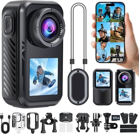 4k 60FPS Mini Body Camera,New Upgrade Action Camera With Wifi,High-Definition Image/64GB/Eis Stabilization/30m Waterproof Pov Camera,Sports Cameras For Motorcycle Vlogging Skiing Cycling Hiking in Kuwait