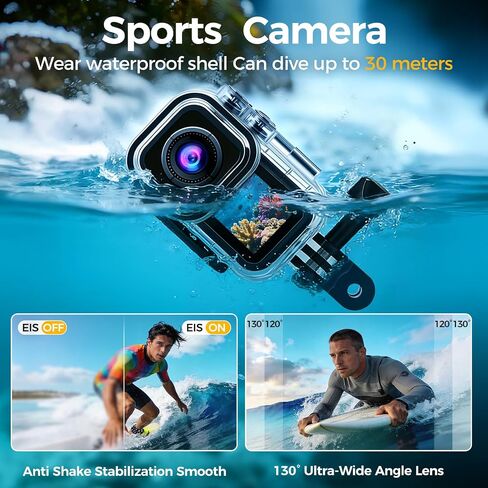 4k 60FPS Mini Body Camera,New Upgrade Action Camera With Wifi,High-Definition Image/64GB/Eis Stabilization/30m Waterproof Pov Camera,Sports Cameras For Motorcycle Vlogging Skiing Cycling Hiking in Kuwait