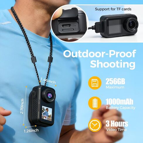 4k 60FPS Mini Body Camera,New Upgrade Action Camera With Wifi,High-Definition Image/64GB/Eis Stabilization/30m Waterproof Pov Camera,Sports Cameras For Motorcycle Vlogging Skiing Cycling Hiking in Kuwait