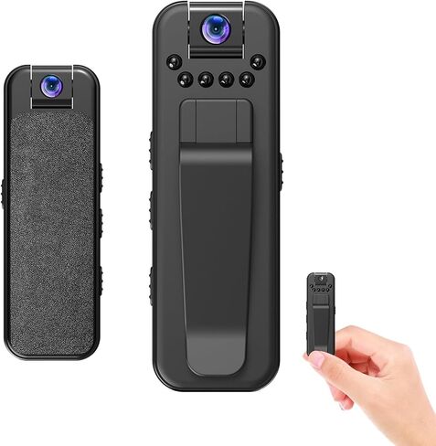 Body Camera HD 1080P Portable Video Recorder with 180° Rotatable Lens Wearable Camcorder with Night Vision Police Body cam for Sport/Delivery/Travel/Law Enforcement, Micro SD Card NOT Included (black) in Kuwait