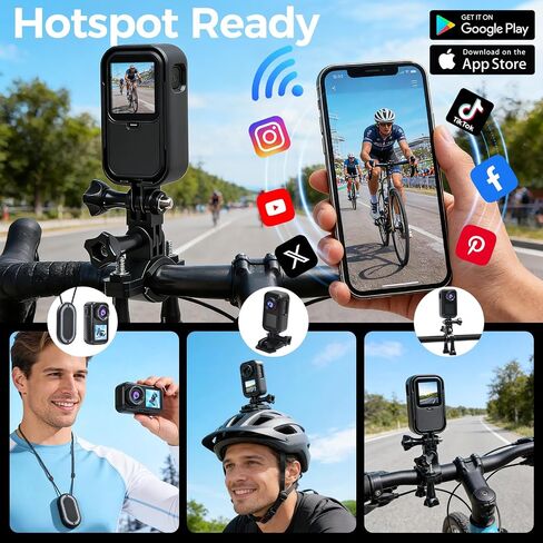 4k 60FPS Mini Body Camera,New Upgrade Action Camera With Wifi,High-Definition Image/64GB/Eis Stabilization/30m Waterproof Pov Camera,Sports Cameras For Motorcycle Vlogging Skiing Cycling Hiking in Kuwait
