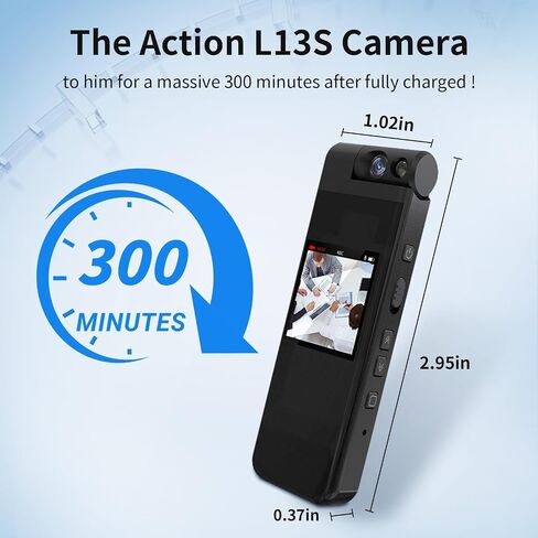 128GB Mini Body Camera with 180° Rotating Lens, 1080P HD Mini Body Cameras with Audio and Video Recording, Loop Record, 8 Hours Continuous Recording Camcorder for Security, Work, Travel in Kuwait