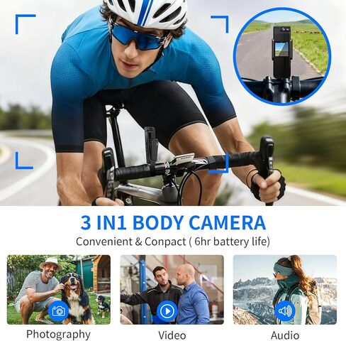 128GB Mini Body Camera with 180° Rotating Lens, 1080P HD Mini Body Cameras with Audio and Video Recording, Loop Record, 8 Hours Continuous Recording Camcorder for Security, Work, Travel in Kuwait