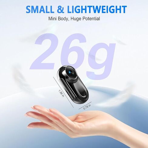 Mini Body Camera 1080P, 512G Thumb Action Camera, Vlogging Cam Portable Camcorder with 360° POV Rotate Clip & Magnetic Clip, Wearable Video Recorder for Traveling/Motorcycle/Pet Walking(No SD Card) in Kuwait