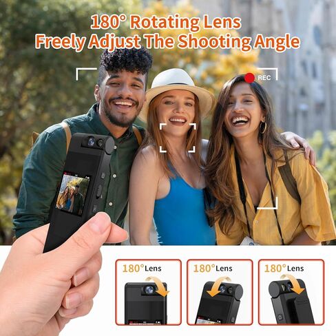 128GB Mini Body Camera with 180° Rotating Lens, 1080P HD Mini Body Cameras with Audio and Video Recording, Loop Record, 8 Hours Continuous Recording Camcorder for Security, Work, Travel in Kuwait