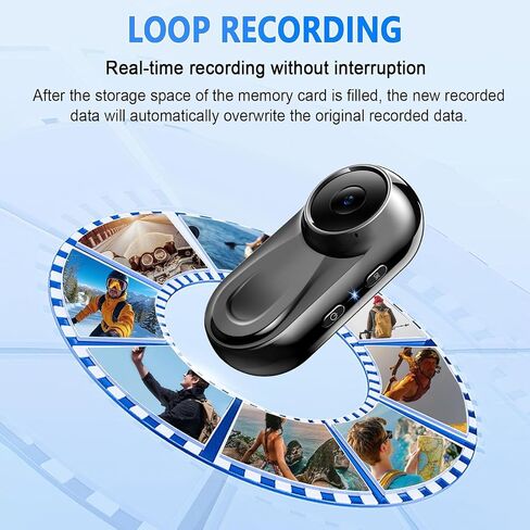 Mini Body Camera 1080P, 512G Thumb Action Camera, Vlogging Cam Portable Camcorder with 360° POV Rotate Clip & Magnetic Clip, Wearable Video Recorder for Traveling/Motorcycle/Pet Walking(No SD Card) in Kuwait