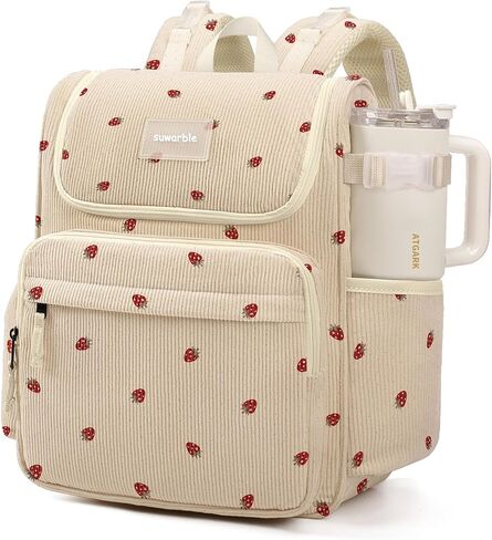 Large Corduroy Diaper Bag Backpack for Mom, 25L Baby Travel Bag with Insulated Bottle Pockets, 40oz Side Strap & Stroller-Ready Straps in Kuwait