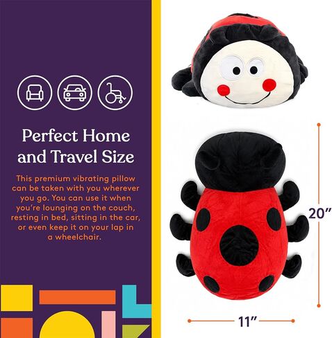 Special Supplies Ladybug Sensory Vibrating Pillow, Pressure Activated for Kids and Adults, Plush Minky Soft with Textured Therapy Stimulation Bumps in Kuwait